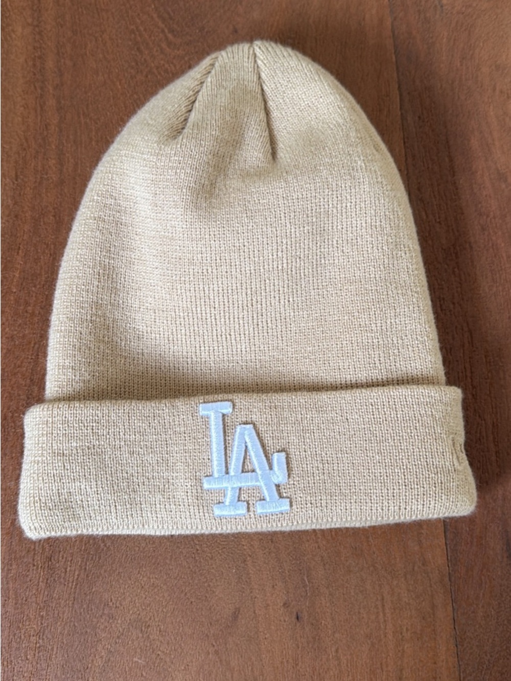 Los Angeles Dodgers Beanie - Tan with White LA Logo